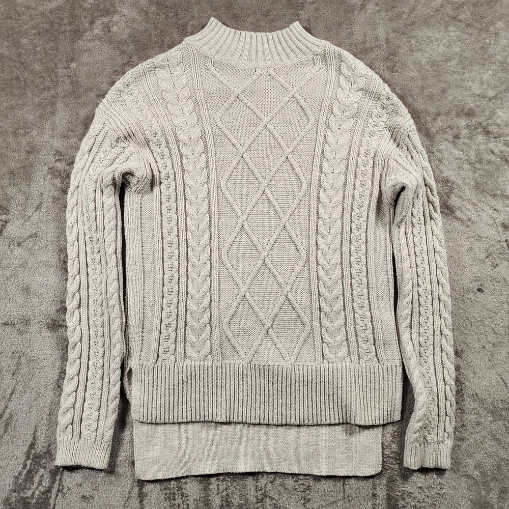 Old Navy Sweater Womens XS Cable Knit Mock Neck Drape Control Preppy Academia
